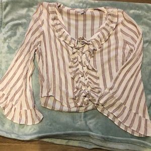 Long Sleeve Lace Up Blouse